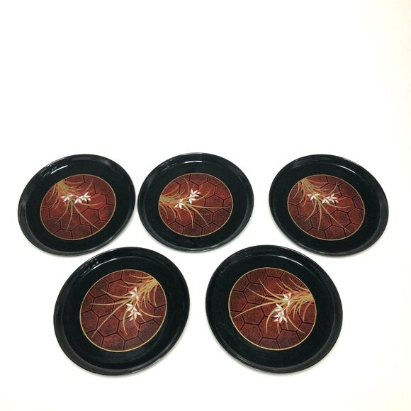 Himark Giftware 5-Piece Coaster Set Japan Black Red Bamboo Pattern - Picture 3 of 8
